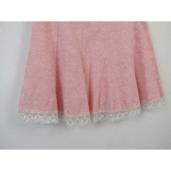 Hardy Amies London USA 4 Jacquard Baby Pink Skirt Ruffles  Vintage VTG - Picture 2 of 8